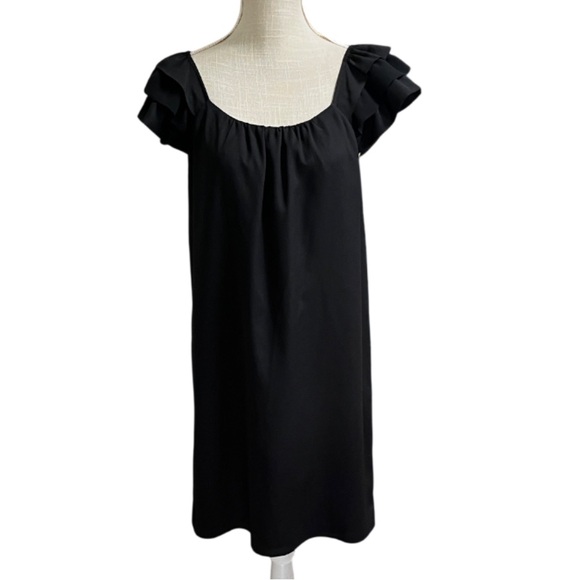 LOFT Dresses & Skirts - Ann Taylor LOFT Black Ruffle Cap Sleeve
Sheath Dress Size 8